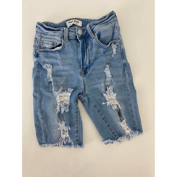 Wax Jeans Distressed Uber High Rise Cut-Off Jean Shorts Dirty Dancing - Sz Small - Picture 5 of 9